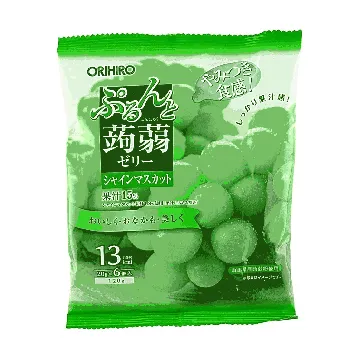 Konjac Jelly Pouch,Shine Muscat Flavor,6 pieces 4.23 oz【0 Fat Low Calories】