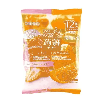 Konjac Jelly Pouch,Strawberry & Mandarin Orange Flavor,12pieces 8.47 oz【0 Fat Low Calories】